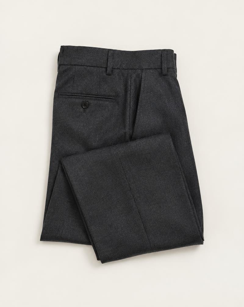 Wool-Blend Formal Trouser in Charcoal